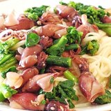 菜の花とホタルイカのパスタ風稲庭うどん